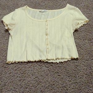 Cute and trendy cropped yellow lace top